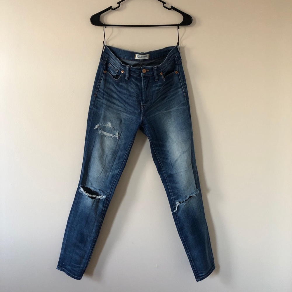 Madewell High Rise Skinny - distressed